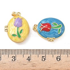 Brass Enamel Locket Pendants&nbsp;KK-F923-03B-G