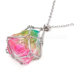 Brass Macrame Pouch Empty Stone Holder for Pendant Necklaces Making&nbsp;NJEW-JN04439-02