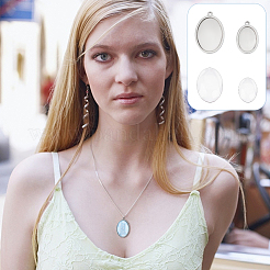 12Pcs 2 Styles 304 Stainless Steel Pendant Cabochon Settings&nbsp;STAS-UN0053-07