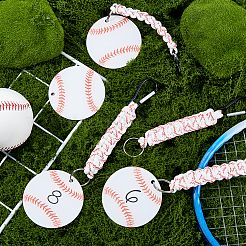 6Pcs Polyester Braided Cord Baseball Acrylic Pendant Decorations&nbsp;HJEW-HS00098