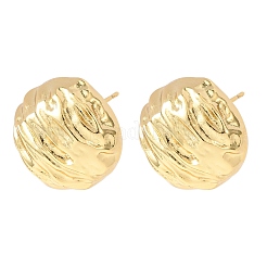 Textured Round Brass Stud Earrings&nbsp;EJEW-D346-05G