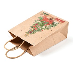 Christmas Theme Printed Kraft Paper Bags with Handles&nbsp;ABAG-M008-08A