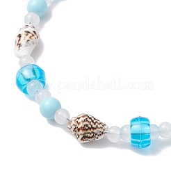 Summer Beach Natural Shell & Glass & Synthetic Turquoise Beaded Anklets for Women&nbsp;AJEW-AN00683