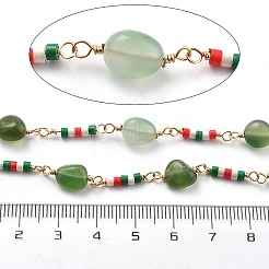 Natural Agate & Glass Link Chains&nbsp;CHC-K014-11G-04