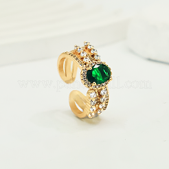Brass Micro Pave Cubic Zirconia Cuff Open Rings for Women&nbsp;UQ0886