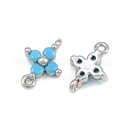 Brass Pave Deep Sky Blue Cubic Zirconia Connector Charms&nbsp;CU-CBAA6E8-10P