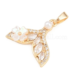Brass Micro Pave Clear Cubic Zirconia Pendants&nbsp;KK-K305-18G