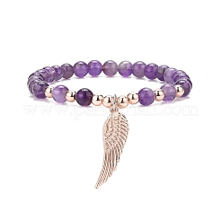 5Pcs 5 Style Natural Amethyst & Sunstone & Cultured Freshwater Pearl & Synthetic Hematite Round Beaded Stretch Bracelets Set&nbsp;BJEW-JB09084