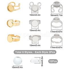 DIY Blank Dome Half Round Adjustable & Cuff Ring Making Kit&nbsp;STAS-SC0004-76