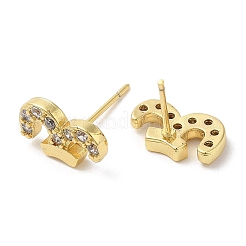 Rack Plating Brass Aries Stud Earrings with Cubic Zirconia&nbsp;EJEW-D061-40G