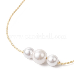 Round Shell Pearl Beaded Necklace & Bracelet & Dangle Earring Sets&nbsp;SJEW-JS01337