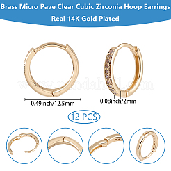 12Pcs Brass Micro Pave Clear Cubic Zirconia Hoop Earrings for Women&nbsp;EJEW-SC0001-97