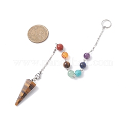 Natural Tiger Eye Cone Pendant Dowsing Pendulums&nbsp;HJEW-JM03968
