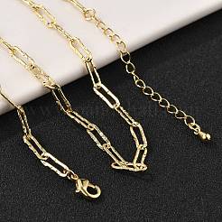 Brass Textured Paperclip Chain Necklaces for Women Men&nbsp;NJEW-F337-02G-02