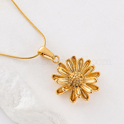 Vintage Stainless Steel Double Layered Daisy Flower Pendant Necklaces for Women&nbsp;VJ5225