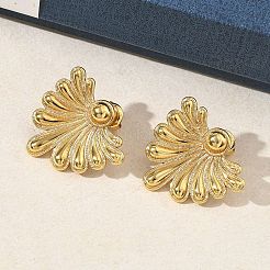 Flower 304 Stainless Steel Stud Earrings for Women&nbsp;EJEW-K333-32G