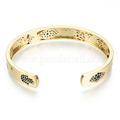 Brass Micro Pave Cubic Zirconia Cuff Bangles&nbsp;BJEW-S142-022-NF
