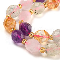 Natural Amethyst & Rose Quartz & Prehnite & Citrine Beads Strands&nbsp;G-N342-35