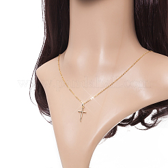 Real Gold Plated Cross Brass Pendant Necklaces&nbsp;NJEW-EE0001-14A