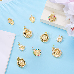 10Pcs 5 Styles Brass Micro Pave Cubic Zirconia Pendants&nbsp;KK-TA0002-40