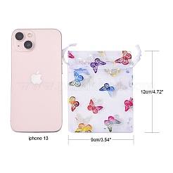 Rectangle Printed Organza Drawstring Bags&nbsp;CON-PW0001-057A