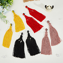 4 Pairs 4 Colors Polyester Tassels Earrings with Seed Beaded&nbsp;EJEW-FI0002-96