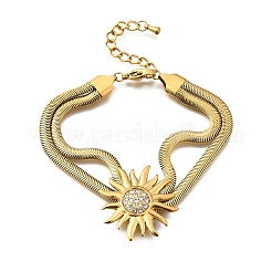 Sunflower 304 Stainless Steel Multi-layer Bracelets&nbsp;BJEW-135-01G