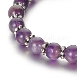 Trendy Natural Amethyst Beaded Acrylic Charm Bracelets&nbsp;BJEW-JB01792-05