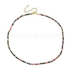 3MM Natural Multicolor Tourmaline Round Beaded Necklaces for Women&nbsp;NJEW-JN06342