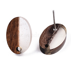 Resin & Walnut Wood Stud Earring Findings&nbsp;MAK-N032-004A