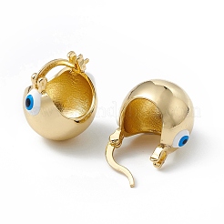 Brass Enamel Evil Eye Half Hoop Earrings&nbsp;EJEW-A093-03G-02