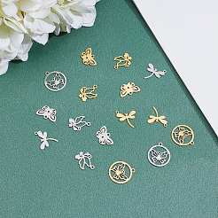 16Pcs 8 Style 201 Stainless Steel Pendants&nbsp;STAS-UN0023-14