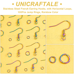 60Pcs Rainbow Color 304 Stainless Steel French Earring Hooks&nbsp;DIY-UN0003-60