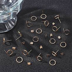 20Pcs Brass Circle Stud Earrings with Ear Nut for Women&nbsp;EJEW-BBC0001-09