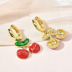 Brass & Enamel Hoop Dangle Earrings for Women&nbsp;EJEW-A167-20G-02
