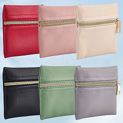 6Pcs 6 Colors Square PU Leather Jewelry Gift Zipper Bags&nbsp;ABAG-CL0001-01