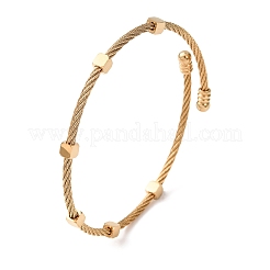 304 Stainless Steel Cube Bead Cuff Bangles for Women&nbsp;SA-CBA2192-01G