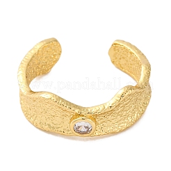Rack Plating Brass Cubic Zirconia Open Cuff Rings for Women&nbsp;RJEW-S242-12G