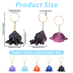 5Pcs 5 Colors Alloy Pendant Keychains&nbsp;KEYC-SP0001-66