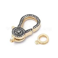 Flat Round Brass Micro Pave Clear Cubic Zirconia Lobster Claw Clasps&nbsp;KK-U062-26G