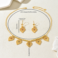 Bohemian Brass Micro Pave Cubic Zirconia Teardrop Charm Necklace & Earrings Sets for Women&nbsp;OD4014