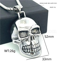 Hip Hop Style 304 Stainless Steel Skull Pendant Necklaces for Men&nbsp;JD7188
