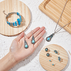 Synthetic Turquoise Pendant Necklace & Bracelet & Earrings Set&nbsp;SJEW-FI0001-15