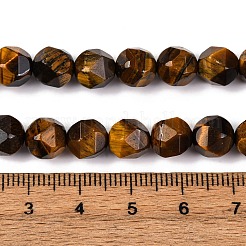 Faceted Natural Tiger Eye Beads Strands&nbsp;G-K066-01-8mm