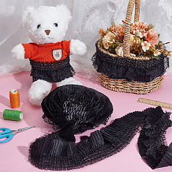 10 Yards Polyester Layered Pleated Lace Ribbon&nbsp;OCOR-BC0008-01B