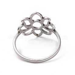 Non-Tarnish 201 Stainless Steel Flower Finger Ring&nbsp;RJEW-J051-32P