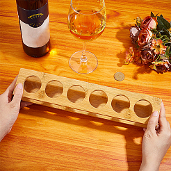 6 Hole Bamboo Wine Glass Organizer Holder&nbsp;ODIS-WH0081-17B-01