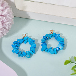 2Pcs Dyed Synthetic Turquoise Chip Beaded Pendants&nbsp;PALLOY-TAC0232-03