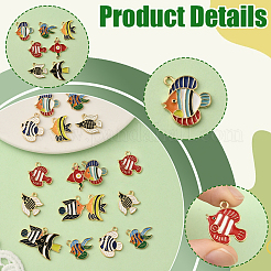 36Pcs 9 Styles Ocean Theme Alloy Enamel Pendants&nbsp;ENAM-SC0006-96