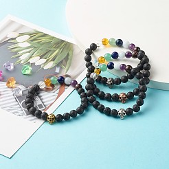 Natural Lava Rock Stretch Bracelet for Women Men&nbsp;BJEW-JB06831